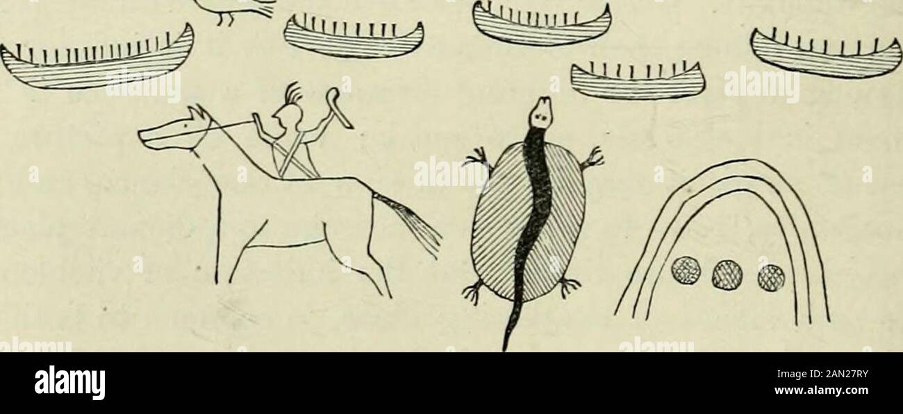 Researches into the early history of Mankind and the development of Civilization . Fig. 2. fish (1) in one of them^ and a fabulous animal, known as thecopper-tailed bear (3), in the Researches into the early history of Mankind and the development of Civilization . Fig. 2. fish (1) in one of them^ and a fabulous animal, known as thecopper-tailed bear (3), in the
