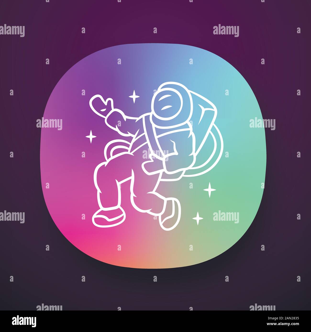 Astronaut app icon. Spaceman. Space explorer. Cosmonaut in outer space