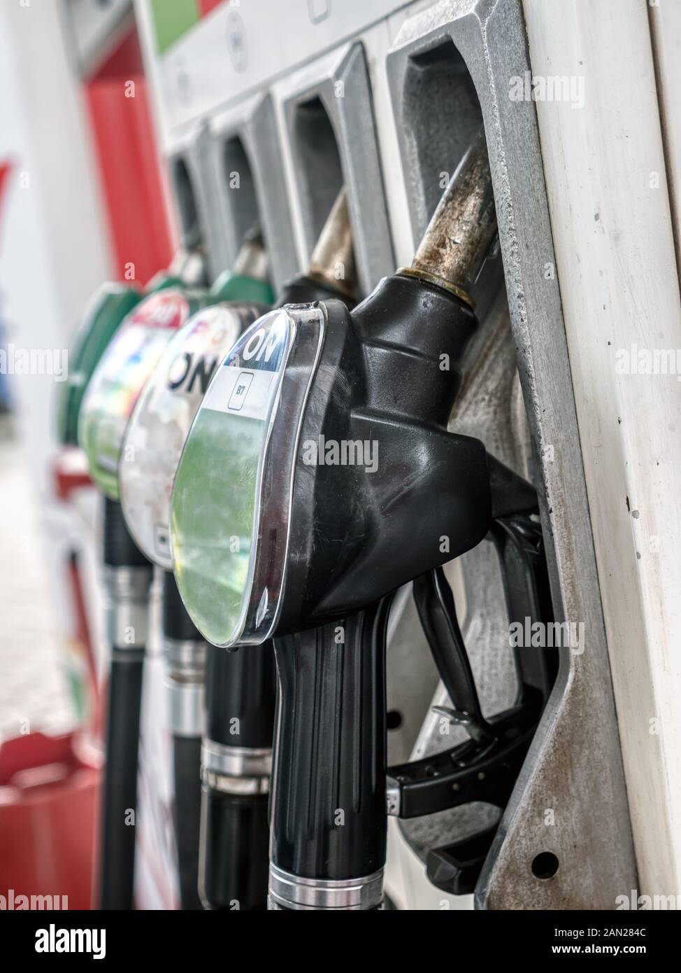 Diesel distributor at the gas station hires stock photography and