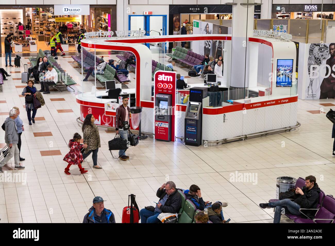 Gatwick airport departure lounge terminal, uk Stock Photo