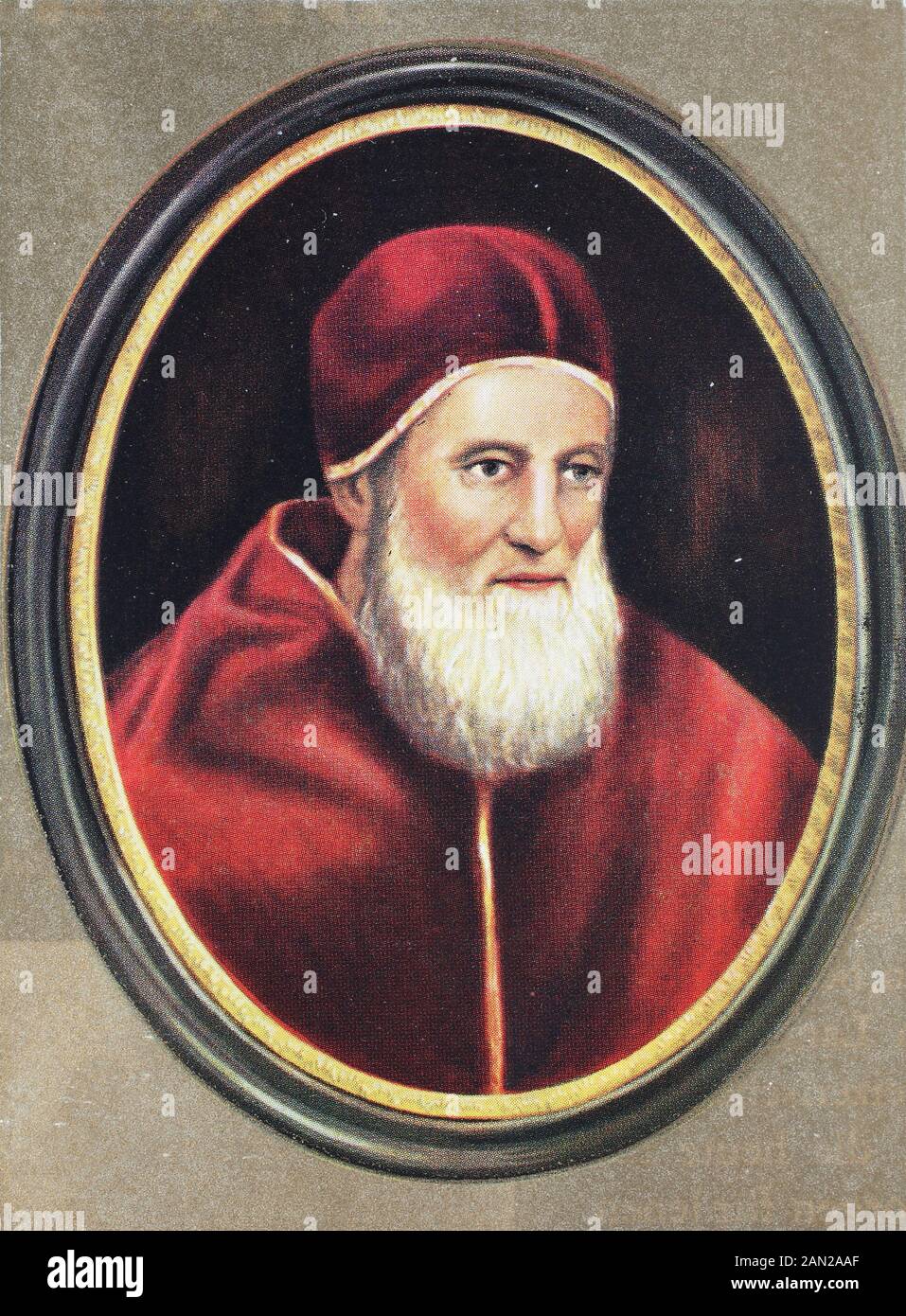 Pope Julius II,Papa Giulio II, 5 December 1443 – 21 February 1513, born Giuliano della Rovere, and nicknamed The Fearsome Pope and The Warrior Pope,   /  Papst Julius II., Papa Giulio II., 5. Dezember 1443 - 21. Februar 1513, geboren Giuliano della Rovere, und Spitzname The Fearsome Papst und The Warrior Papst, Historisch, digital improved reproduction of an original from the 19th century / digitale Reproduktion einer Originalvorlage aus dem 19. Jahrhundert Stock Photo