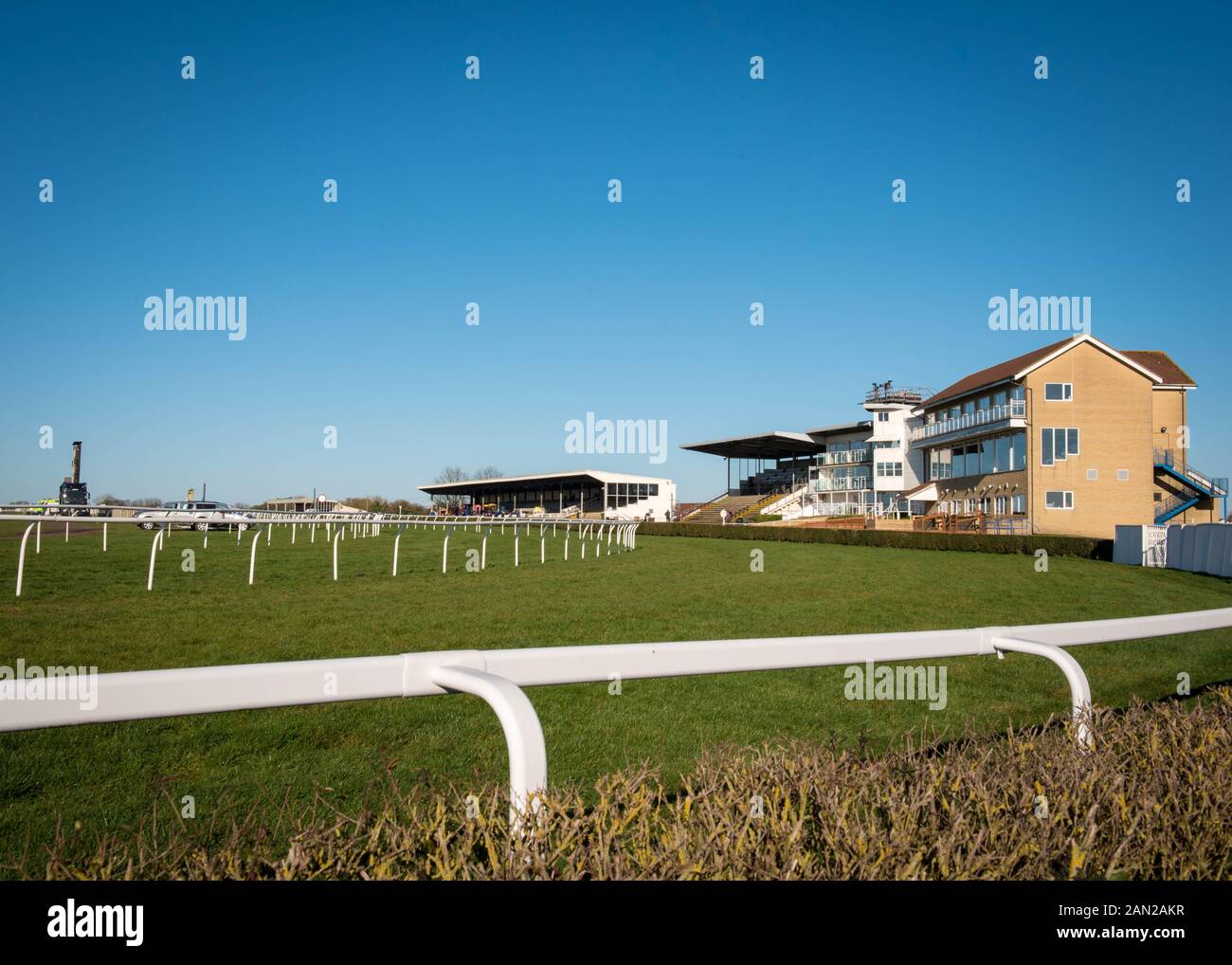 View of Wincanton Racecourse in Somerset, England on a clear day Stock Photo