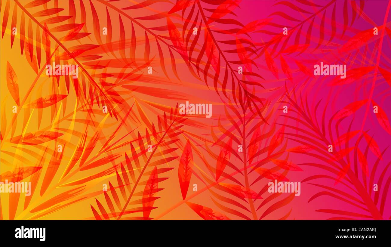 Abstract palm summer vibrant gradient background vector graphic illustration Stock Vector