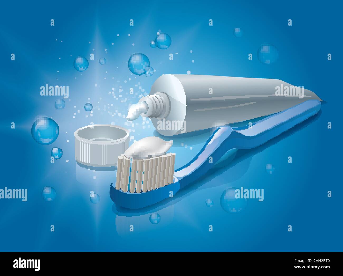 illustration of toothpaste tube and toothbrush advertising mockup Stock ...