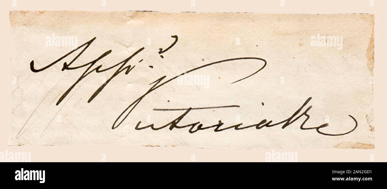 Signature of Queen Victoria Stock Photo