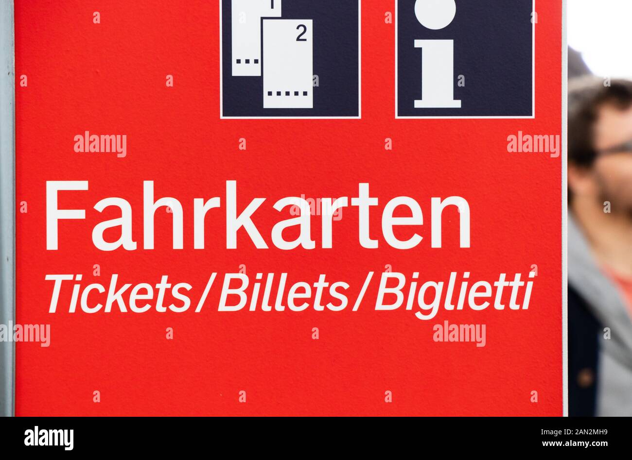 Munich, Germany April 06, 2019 Train ticket vending machines at Munich main train station or