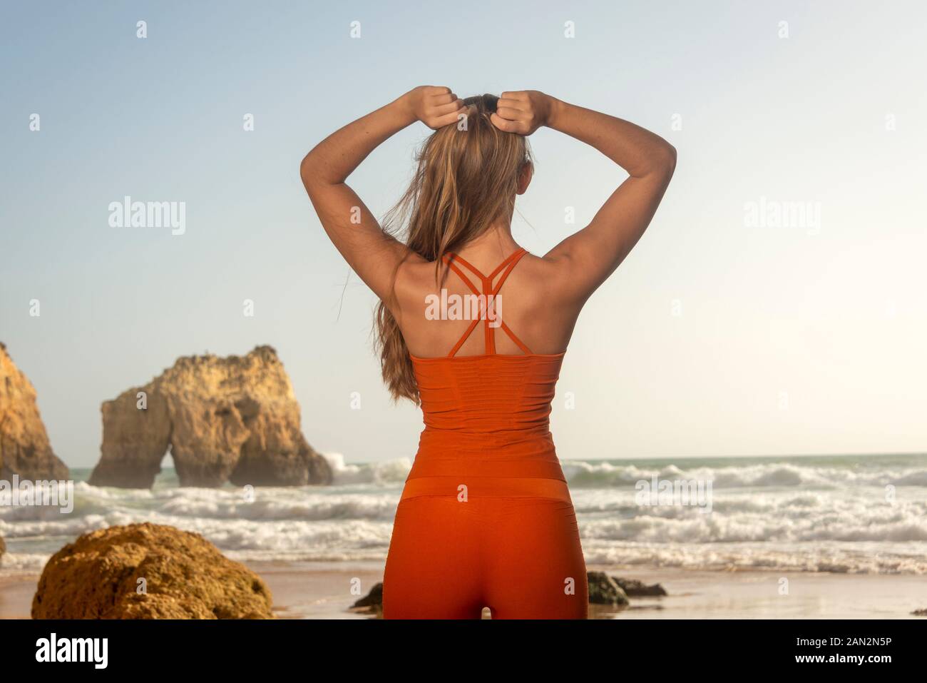 Blonde Hair Ponytail Behind Stock Photos Blonde Hair Ponytail