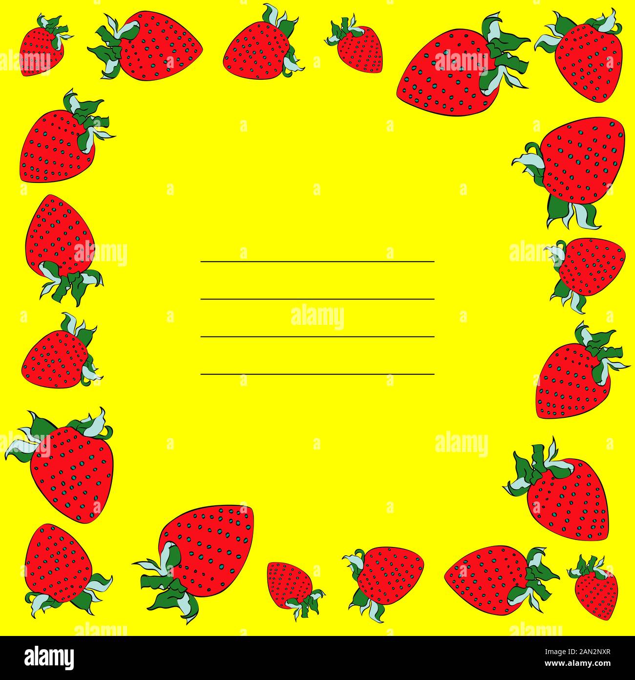 Vector strawberry colour ink frame with lines Stock Vector