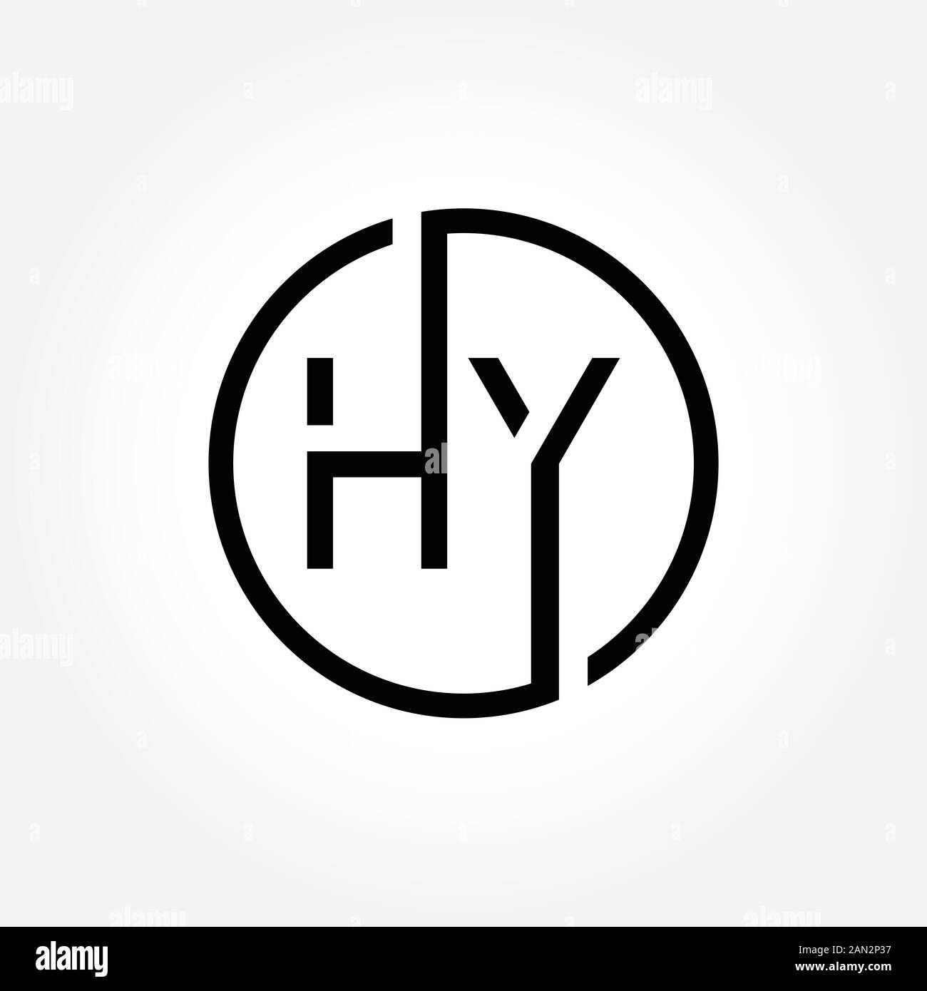 letter HY Logo Design Linked Vector Template With Black. Initial HY Vector Illustration Stock Vector