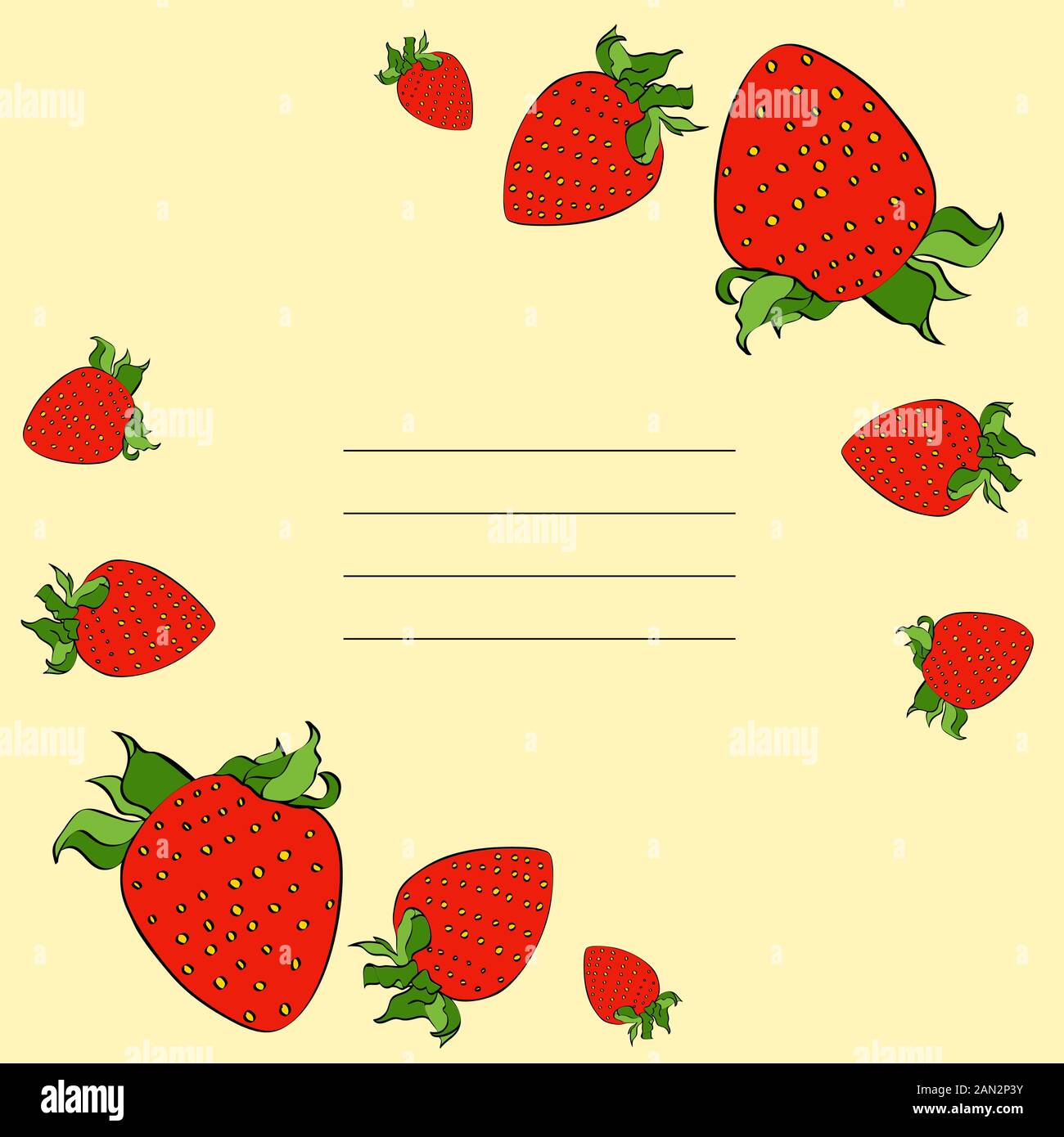 Vector strawberry colour ink frame with lines Stock Vector