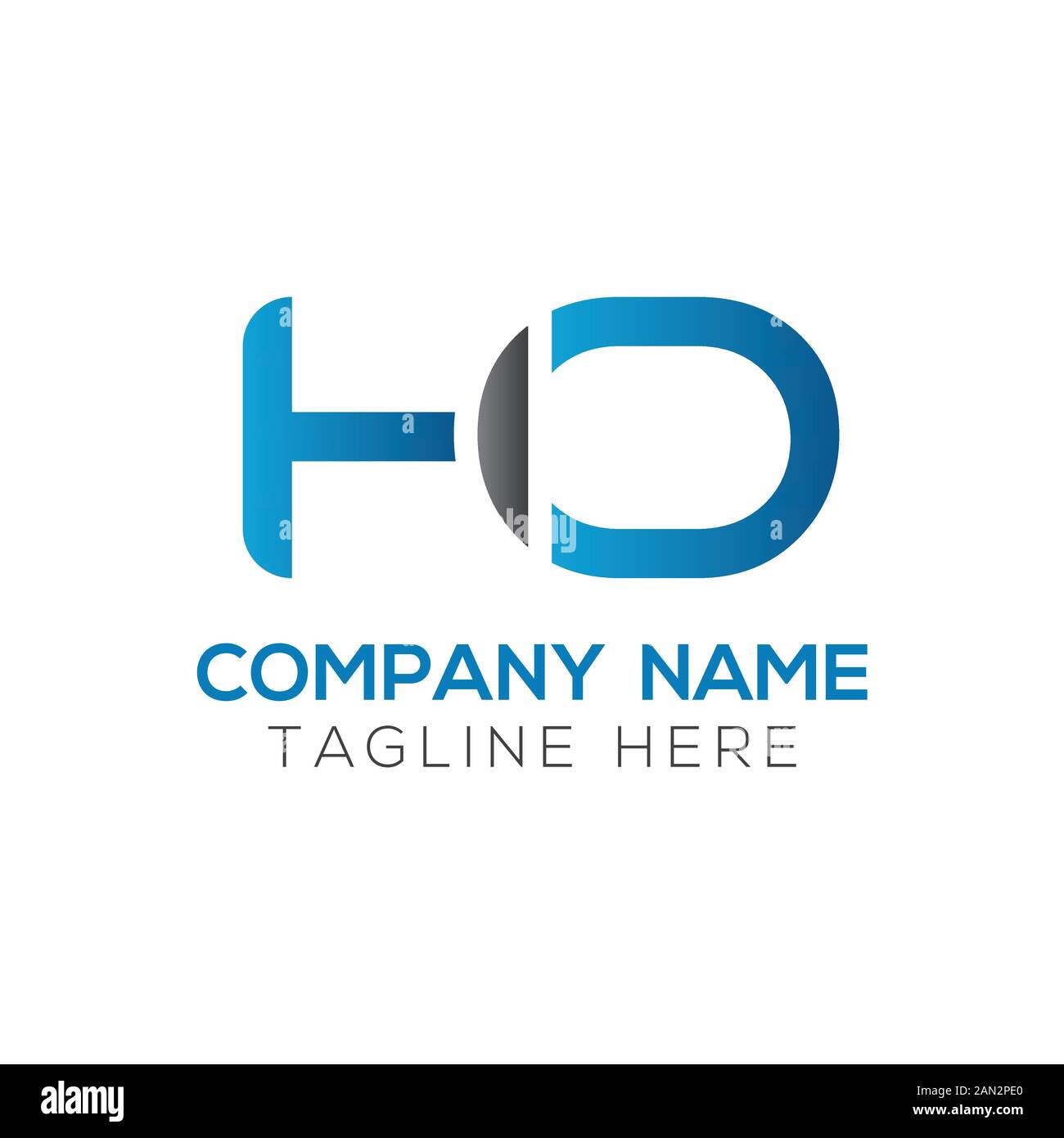 letter HO Logo Design Linked Vector Template With Blue And Black. Initial HO Vector Illustration Stock Vector