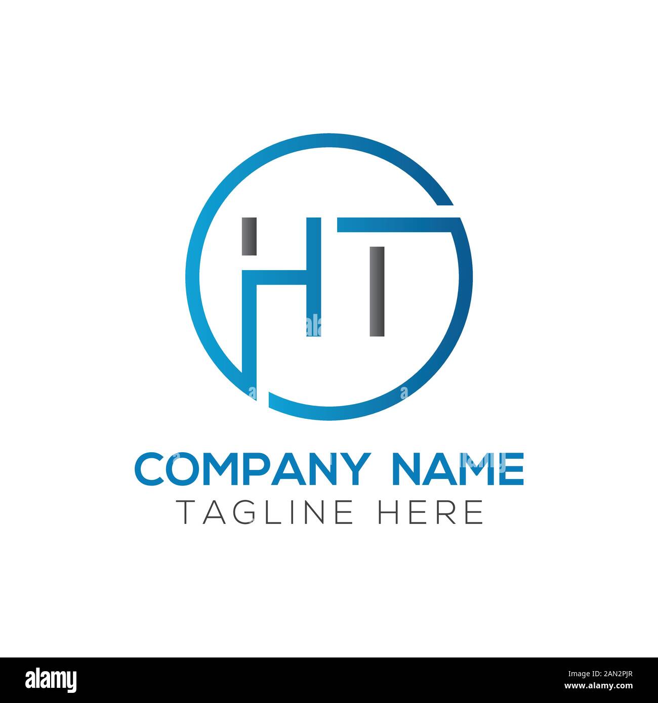 letter HT Logo Design Linked Vector Template With Blue And Black ...