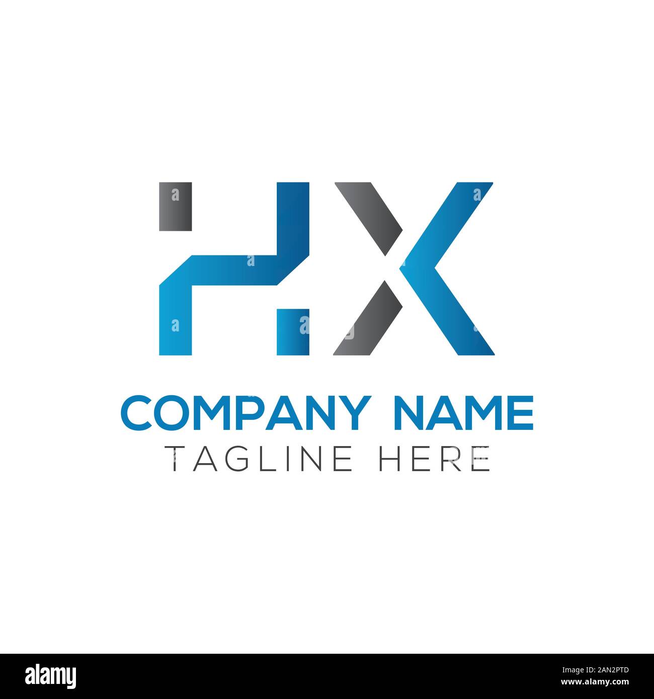 letter HX Logo Design Linked Vector Template With Blue And Black