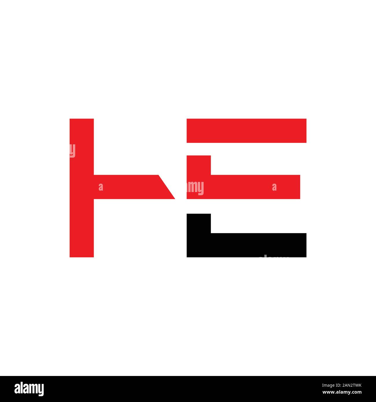 letter HE Logo Design Linked Vector Template With Red And Black ...