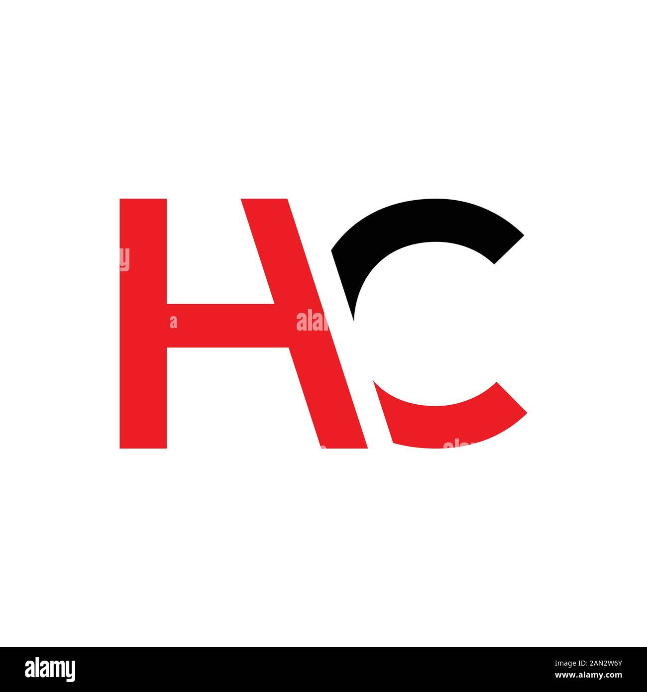letter HC Logo Design Linked Vector Template With Red And Black. Initial HC Vector Illustration Stock Vector