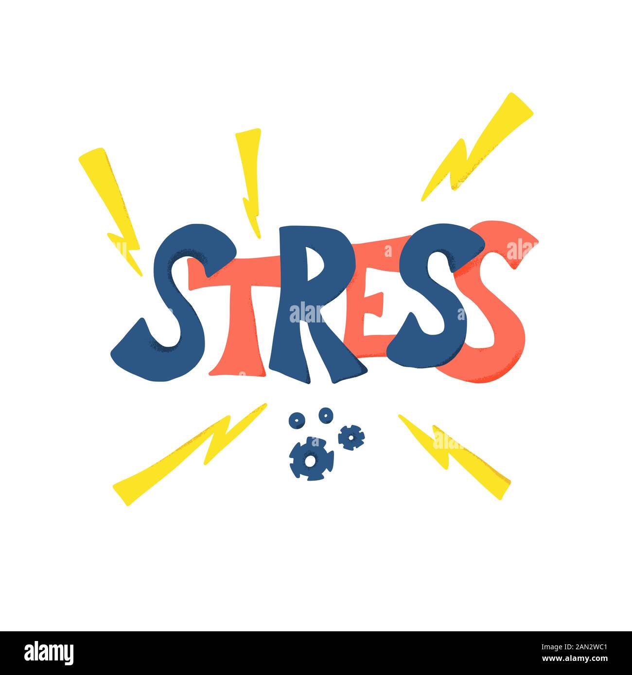 Stress concept. Stylized text and symbols of fatigue isolated on white ...