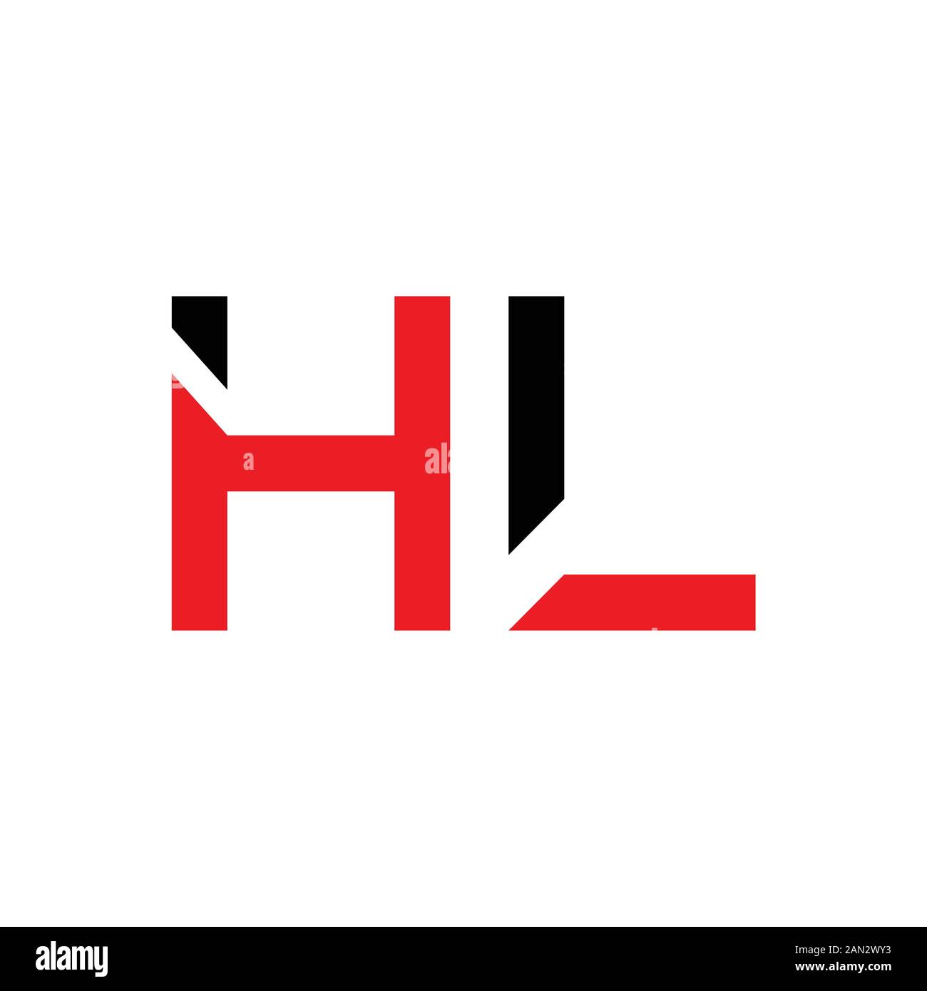 letter HL Logo Design Linked Vector Template With Red And Black. Initial HL Vector Illustration Stock Vector