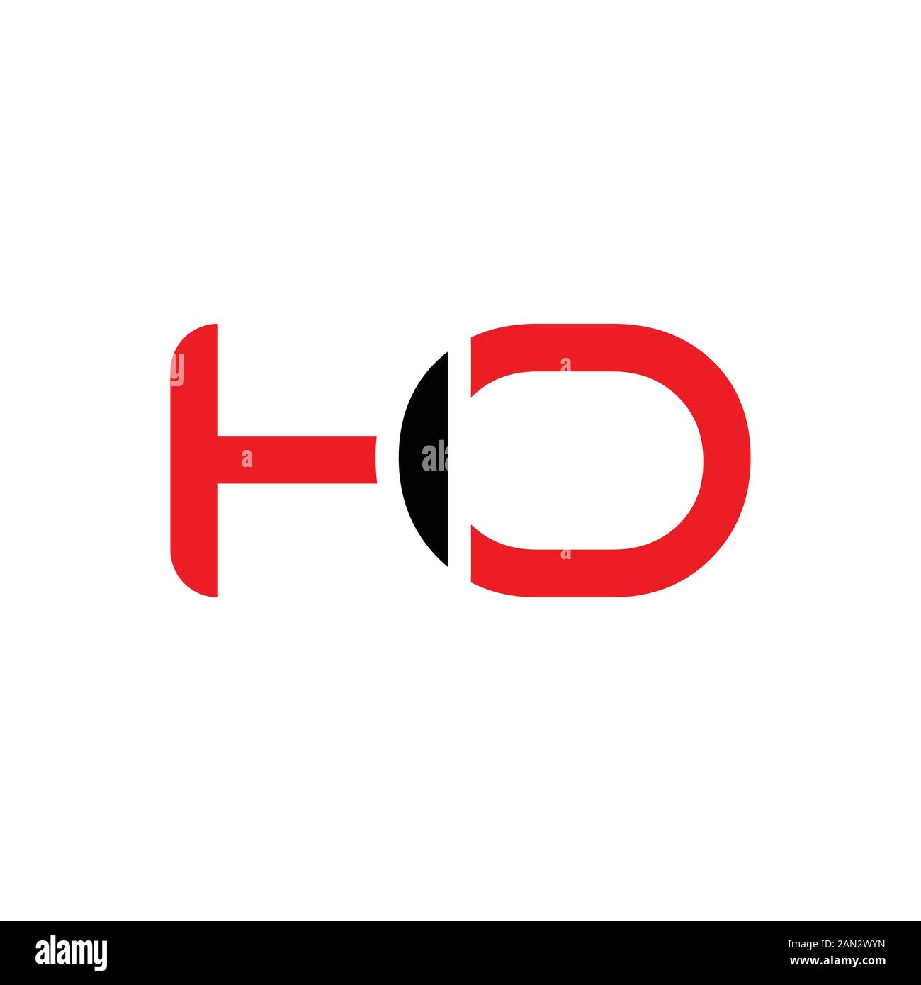 letter HO Logo Design Linked Vector Template With Red And Black. Initial HO Vector Illustration Stock Vector