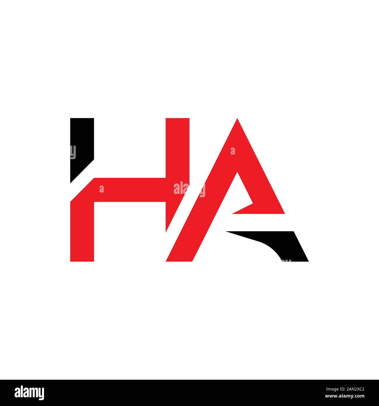 letter HA Logo Design Linked Vector Template With Red And Black. Initial HA Vector Illustration Stock Vector