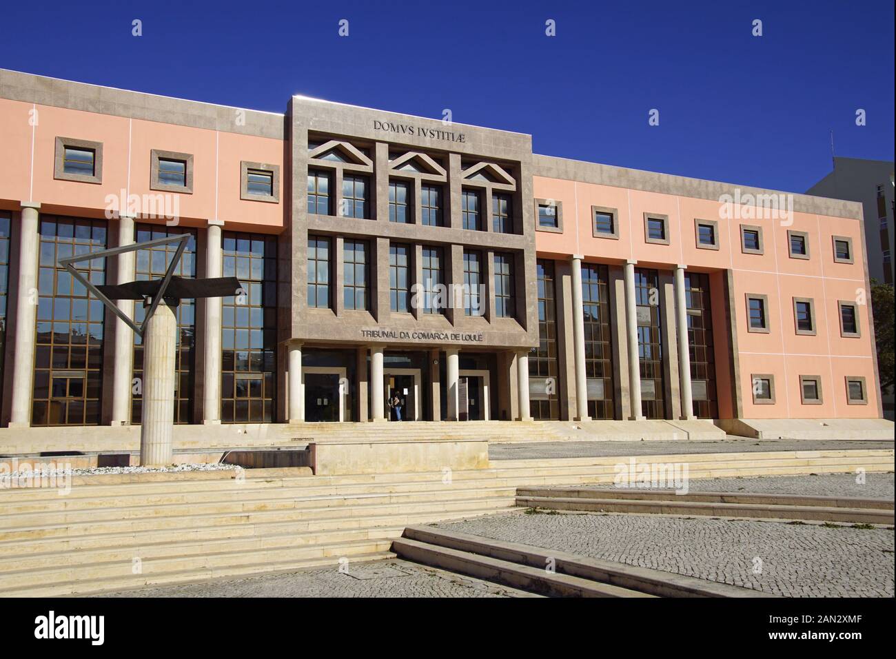 Loule, Portugal - December 27, 2019: Entrance of the Judicial Court of the District of Loulé, Portugal. Stock Photo