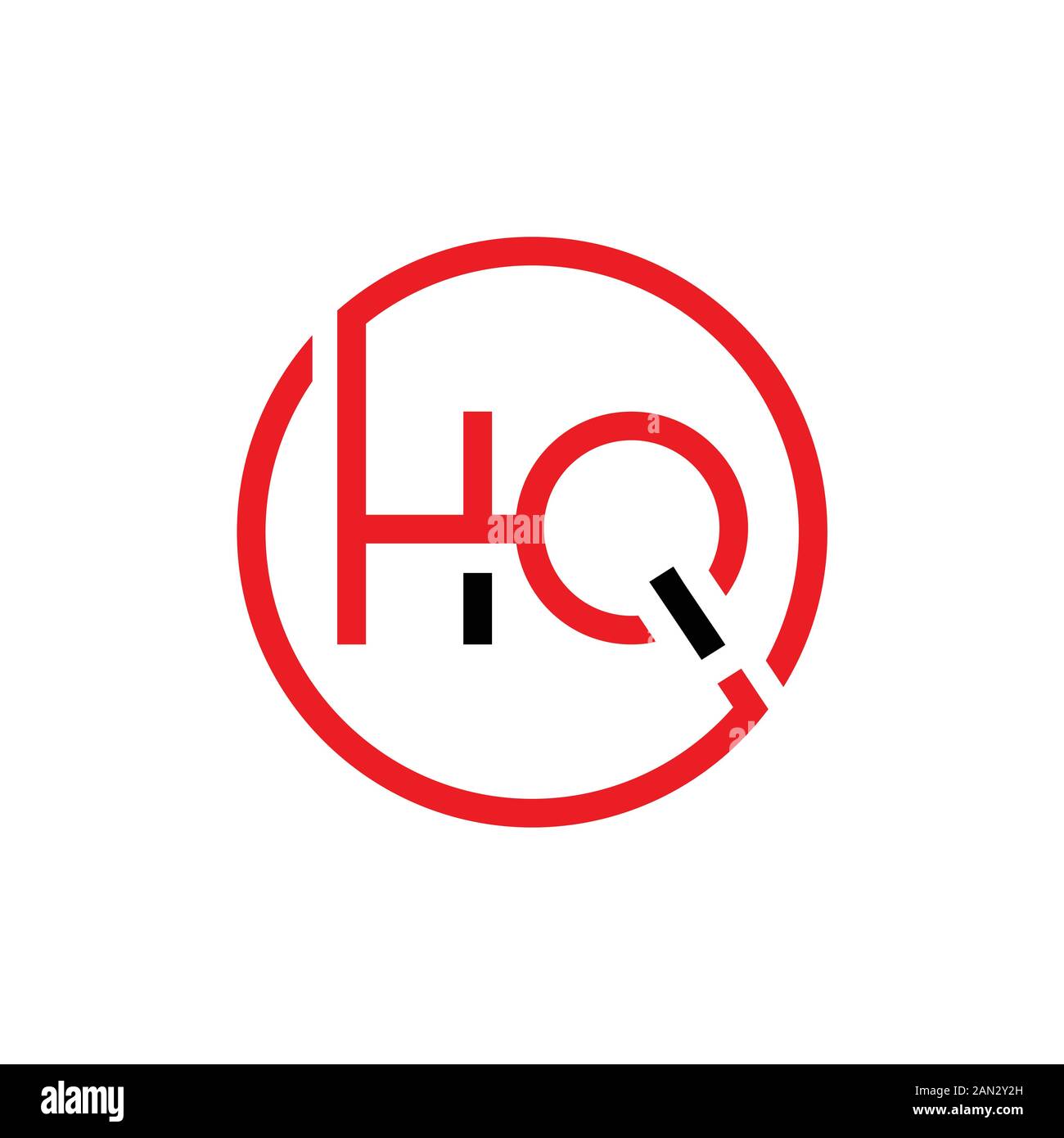 letter HQ Logo Design Linked Vector Template With Red And Black. Initial HQ Vector Illustration Stock Vector