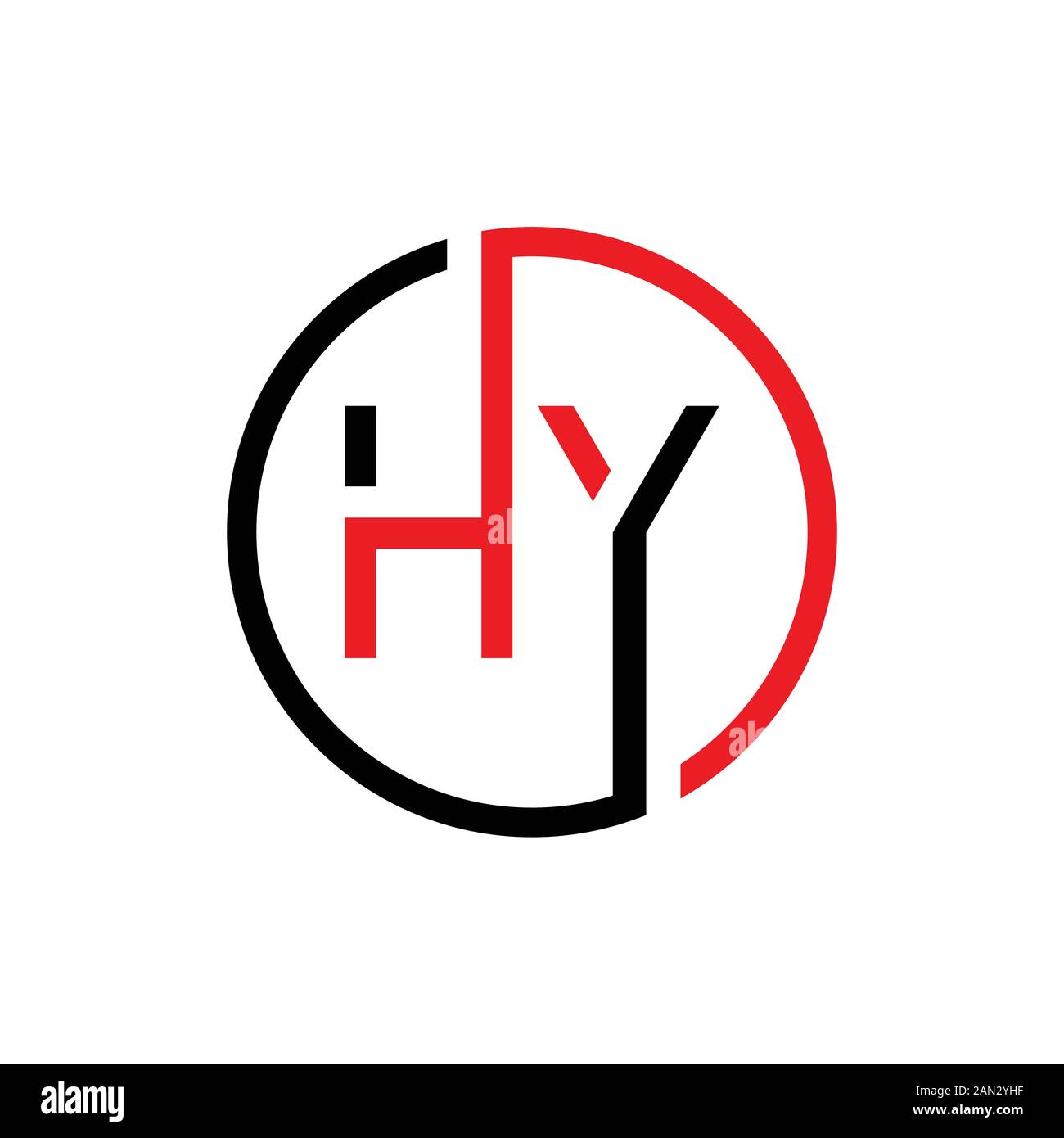 letter HY Logo Design Linked Vector Template With Red And Black. Initial HY Vector Illustration Stock Vector