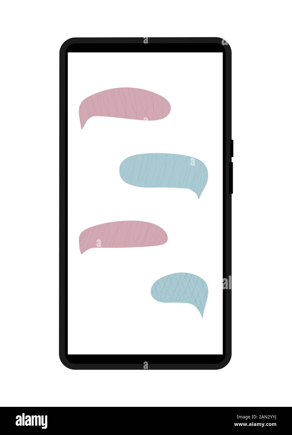 Chating concept. Speech bubbles set on phone screen. Conversation elements. Vector illustartion. Stock Vector