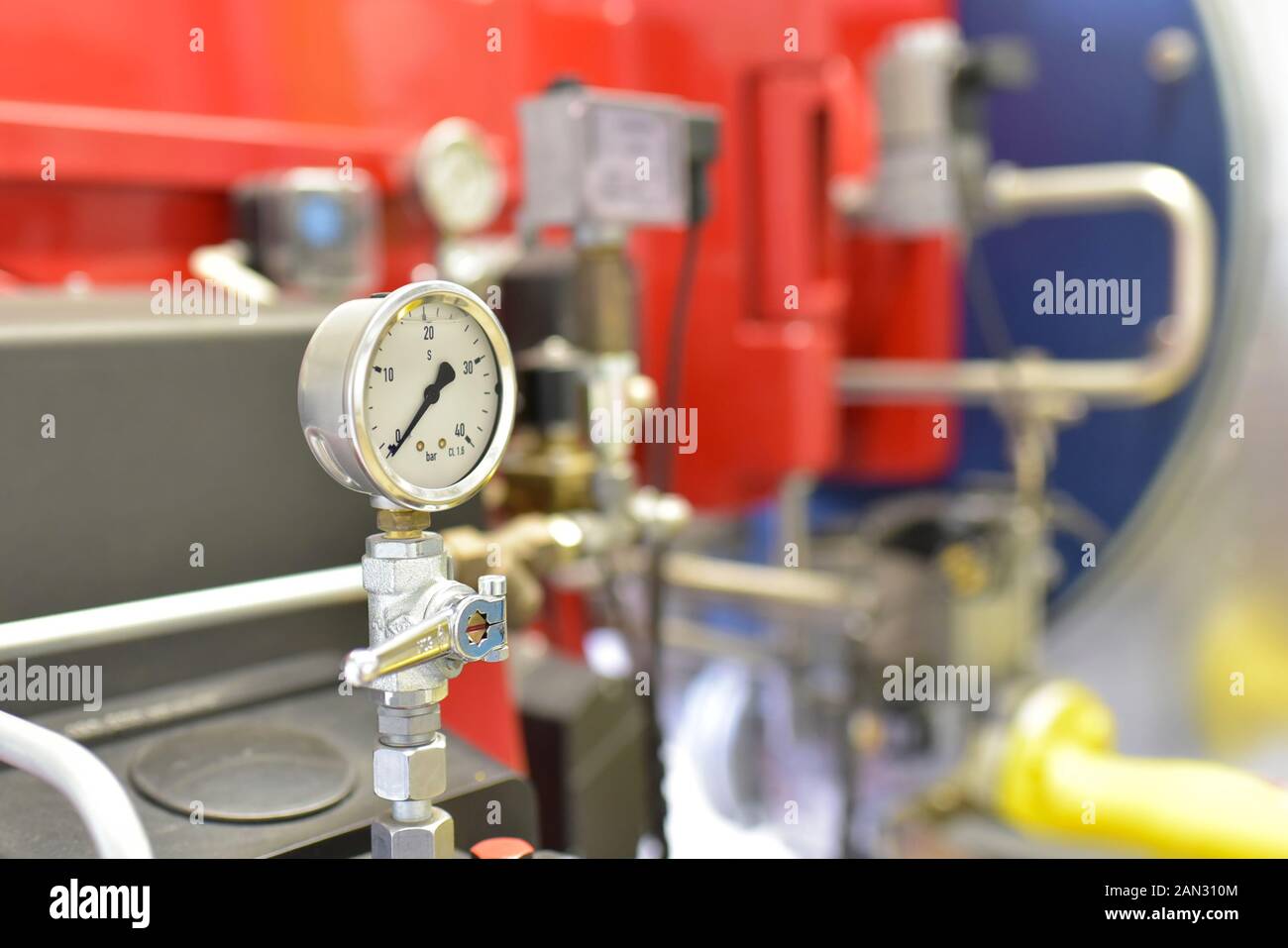 closeup manometer to control an industrial plant - display and verification Stock Photo
