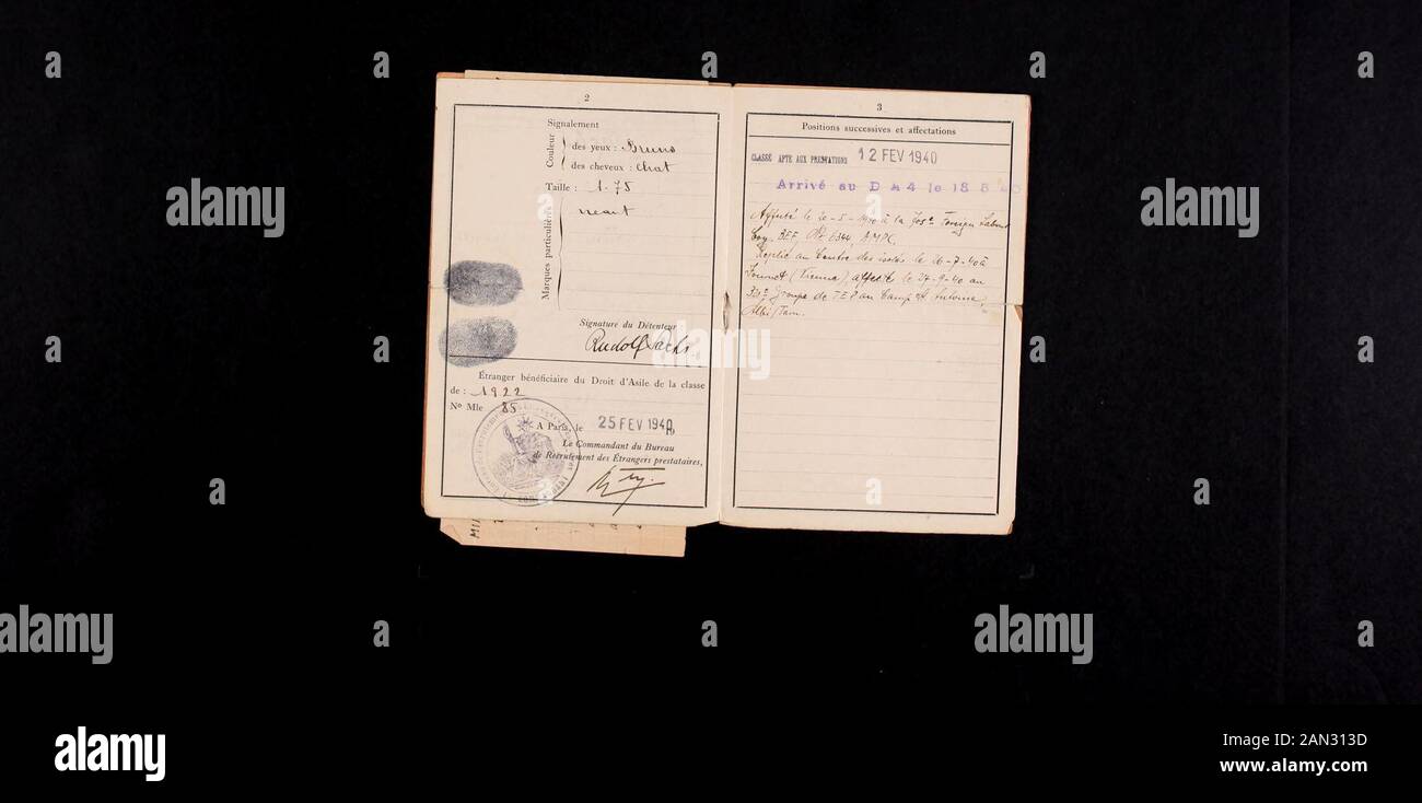 Rudolf And Yolla Sachs Collection 1900 1946 1 Bureau De Recrutement Des Etrangers Prestataires Nom Ecrit En Batarde J Prenoms V M Aia Nationalite Ulqufflje Ne Le 1 Ctfcuup