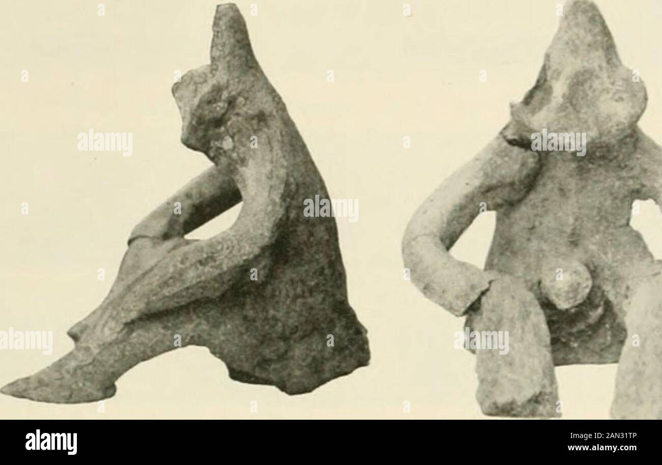 Prehistoric Thessaly; being some account of recent excavations and explorations in north-eastern Greece from Lake Kopais to the borders of Macedonia . f the steatopygous type, unfortu-nately much damaged (Fig. 109a). It is of the same clay as the red onwhite ware (A3/3), and shows the same style of decoration. The whole figure Zerelia, Figurines 163 was covered with a white slip, on which patterns were painted in red : thosestill preserved on the thigh represent chevrons. In VI was found a rude female figure (Fig. 109/) similar to an examplefrom Sesklo, A-S, PI. i-^. i. To VII belongs a column Stock Photo