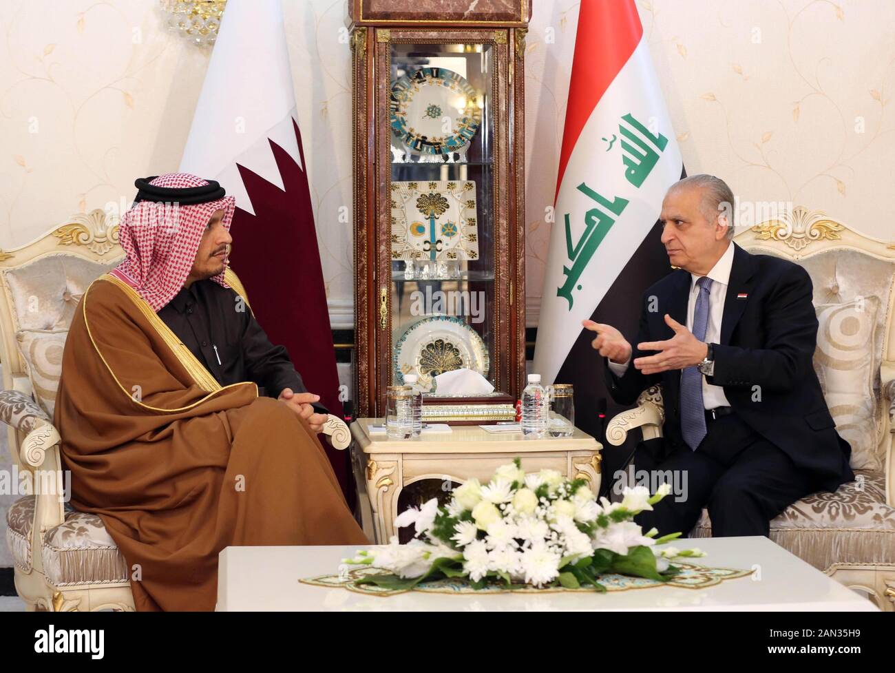 Baghdad, Iraq. 15th Jan, 2020. Iraqi Foreign Minister Mohammed al 