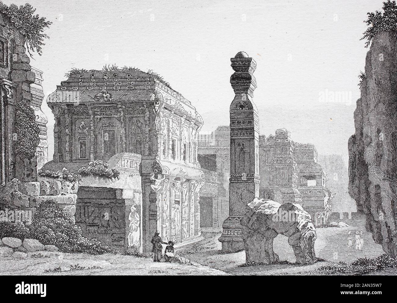 Kailasanatha Temple at Ellora, India, / der Tempel von Ellora, Dumar ...