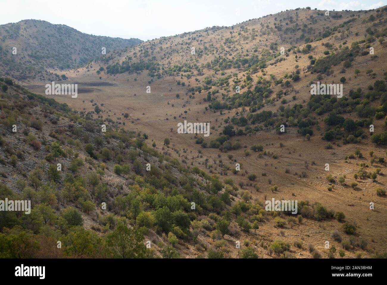 Lower slopes of Mt. Hermon formed from Jurassic limestone, northern Israel Stock Photo