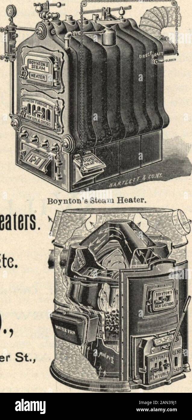 Lambert's suburban architecture . Boyntons Hard Coal Hot Water Heater. Tlie  Boynton Furnace Co., SOLE MANUFACTURERS OF Boyntons Low PressureSTEAM  HEATERS, HOT WATER HEATERS,HOf AIR FURNACES ComDiqation Hot Water and Hot  fllr