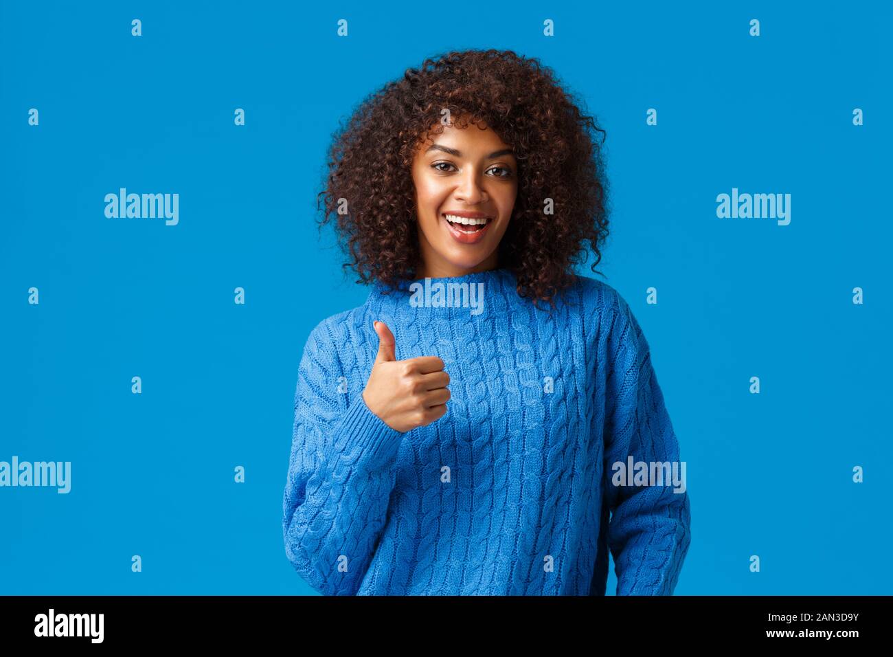 Nice Choice Approve Cute Pretty African American Woman With Afro