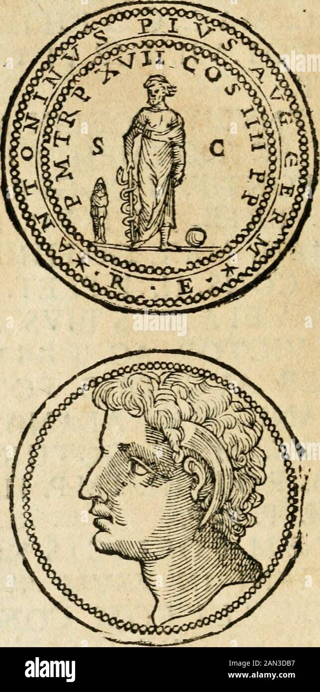 Ritratto di Roma antica : nel qvale sono figvrati i principali tempij, theatri, anfiteatri, cerchi, naumachie, archi trionfali, curie, basiliche, colonne, ordine del trionfo, dignita militari, e ciuili, riti cerimonie, & altre cose notabili : aggiuntoui di nuouo le vite, & effigie de' primi rè di essa, e le grandezze dell'Imperio Romano, con l'esplicationi istoriche de' piu celebri antiquarij . eggono qtiefie parole. DQ. ANTICA. 301 DOMINI NOSTRI IMP.CAESARES F.VALENTINIANVS PIVSFOELlX MAX. VICTOR AC TRIVMPH. SEMPER AVG.PONT. MAX.GERMANIC. MAX.ALAMAN.MAX. FRANC. MAX. GOTHIC. MAX. TRIB. POT. VI Stock Photo