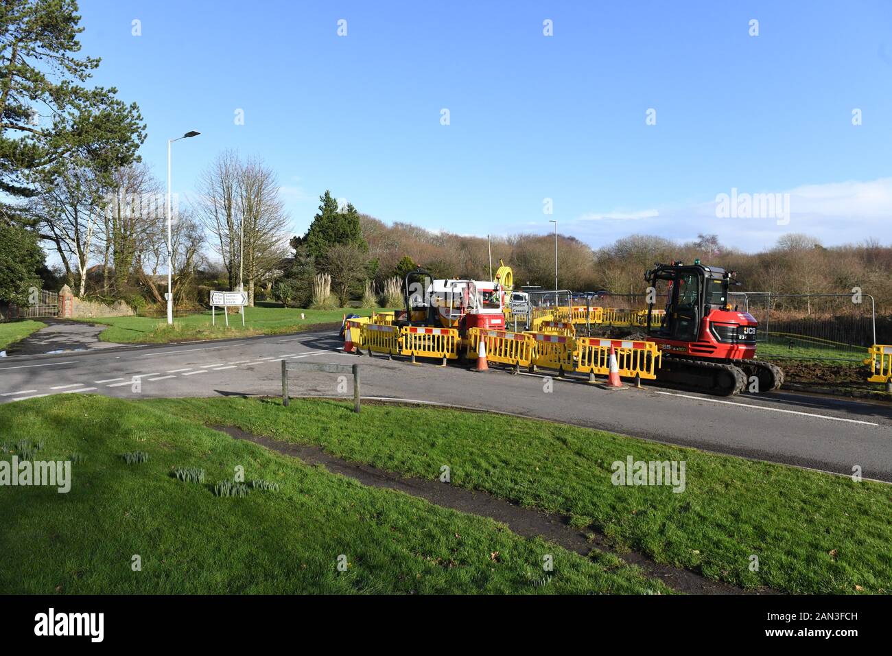 Roadworks on Northway, Bishopston, Gower. Stock Photo