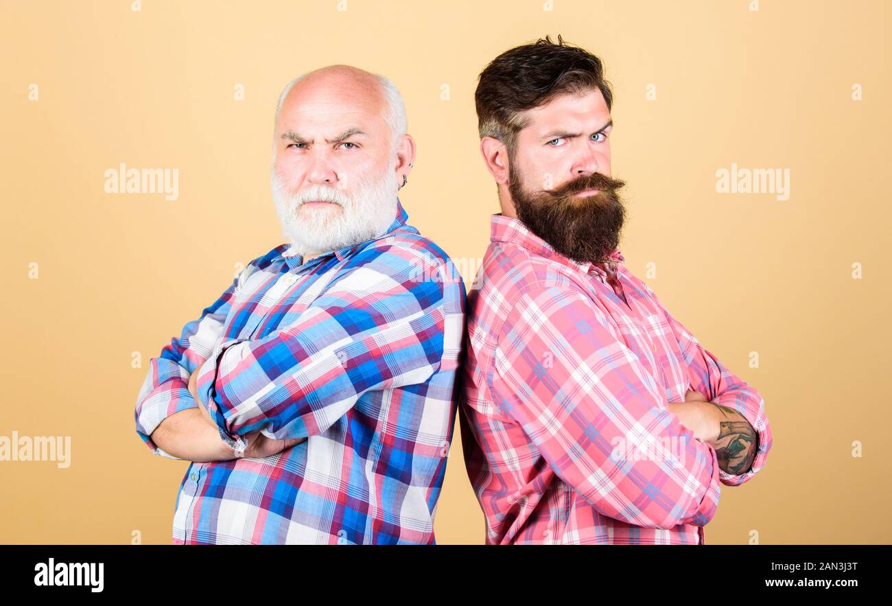 Bearded friends. Hairdresser salon. Barbershop concept. Men bearded ...
