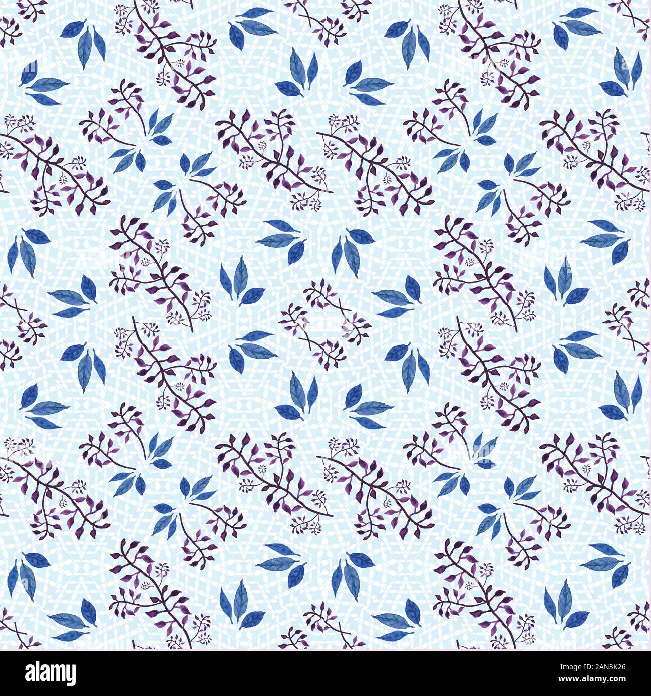 Seamless watercolor pattern with leaves and branches Stock Photo - Alamy