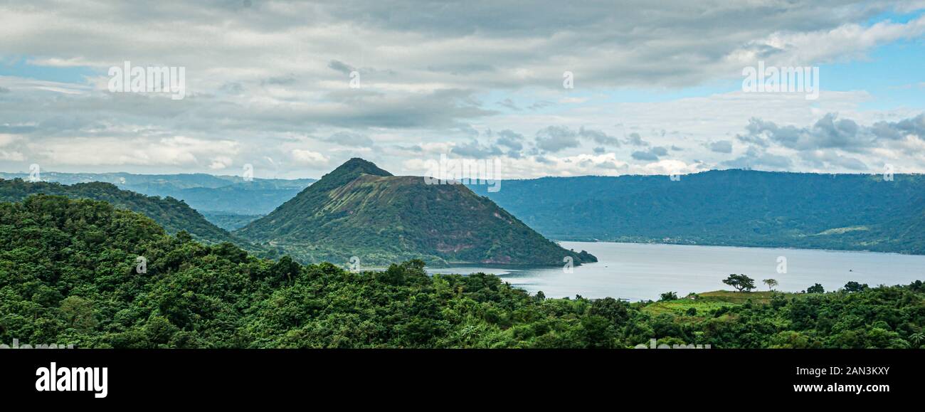 The dormant Binintiang Malaki (Big Leg) volcano on Taal Volcano Island in the Philippines. Stock Photo