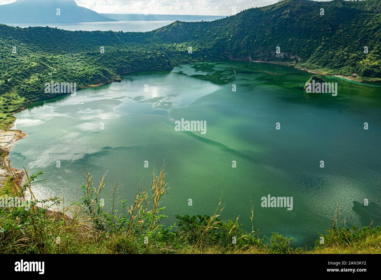 The active volcano in Taal's Crater Lake, the world's largest lake on an island in a lake on an island. Stock Photo