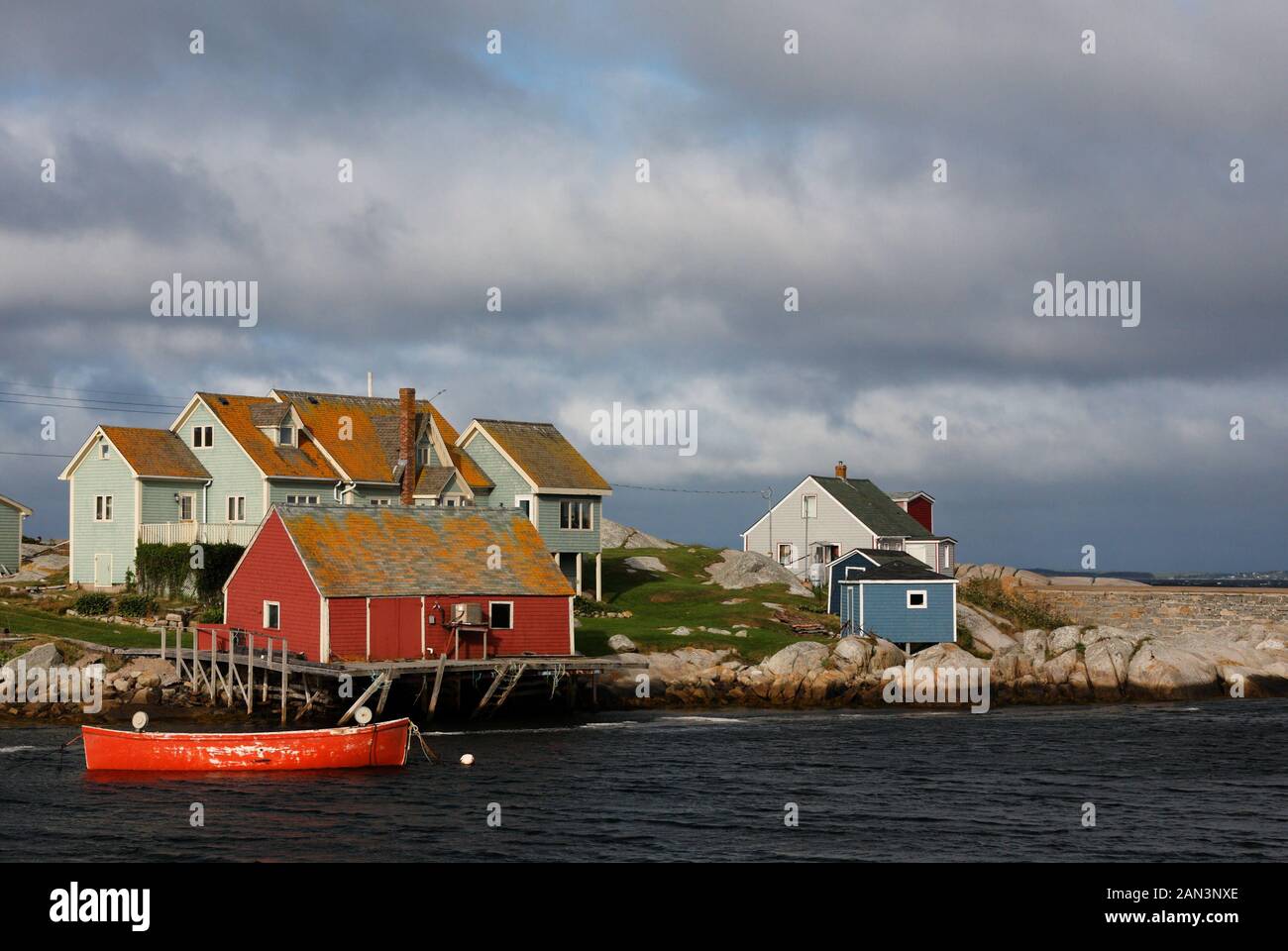 Boats Docked at Peggy Cove, Nova Scotia, Canada. Peggys Cove is a small