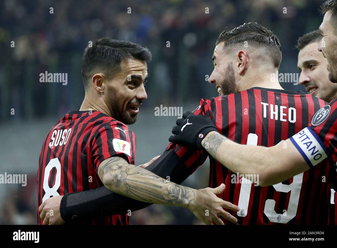 Milan, Italy. 15th Jan, 2020. football, san siro, TIM CUP 2019-20 ac MILAN  vs as SPAL 3-0 in the photo: THEO HERNANDEZ E SUSO Credit: Independent  Photo Agency/Alamy Live News Stock Photo - Alamy