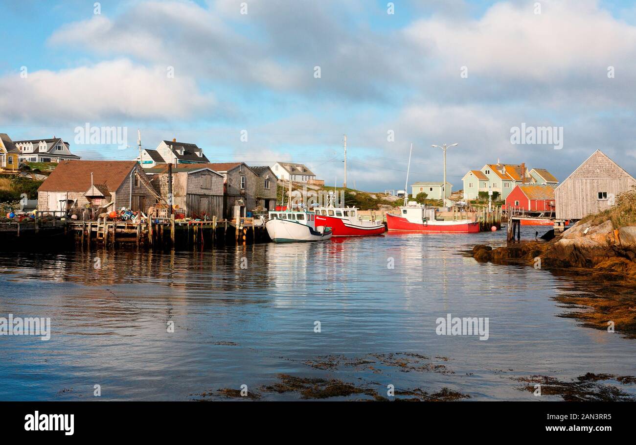 Boats Docked at Peggy Cove, Nova Scotia, Canada. Peggys Cove is a small