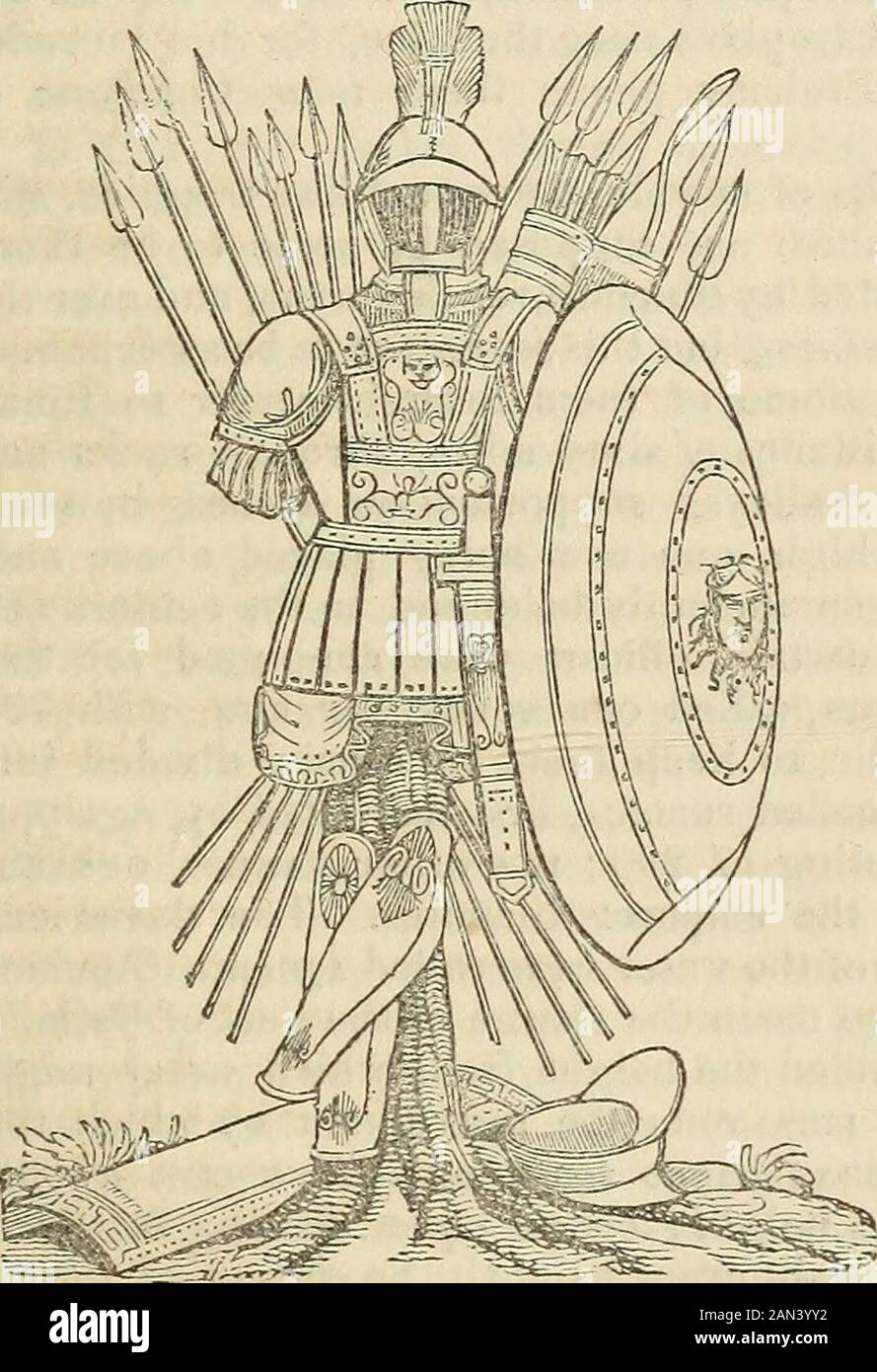 Roman antiquities: or, An account of the manners and customs of the Romans; . in triumph.This magnificence began under the first emperors; hence Pliny calls it NOVICIUM INVENTUM.^ VIII. Trop^a, tro-phies, Avere spoils ta-ken from the enemy,and fixed upon anything, as signs or mo-numents of victory ; ^erected ^ usually inthe place where it wasgained, and consecrat-ed to some divinity,with an inscription ; *used chiefly amongthe ancient Greeks,who, for a trophy,decorated the trunkof a tree with the armsand spoils of the van-quishedeneray. Thosewho erected metal orstone were held in de-testation Stock Photo