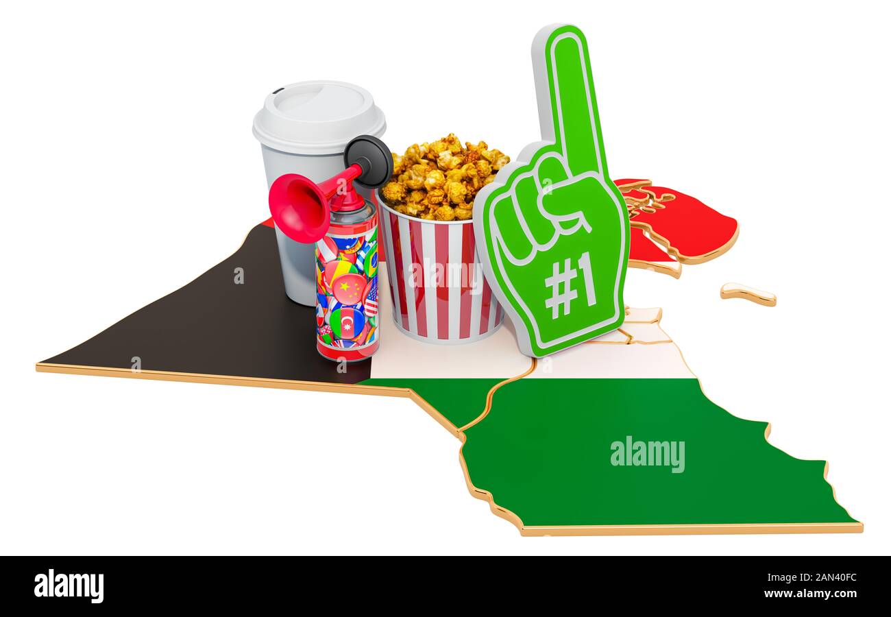 Sport fans in Kuwait concept, 3D rendering isolated on white background