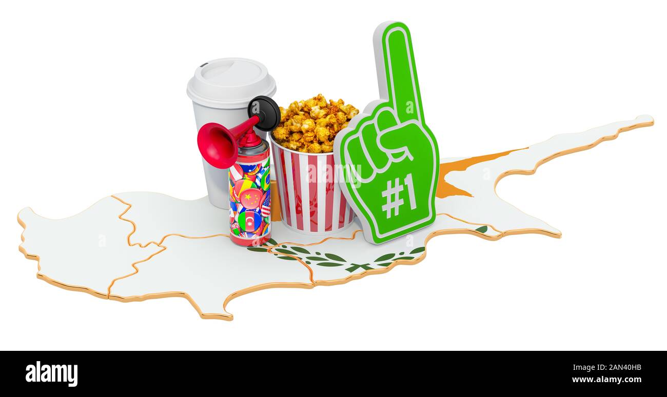 Sport fans in Cyprus concept, 3D rendering isolated on white background