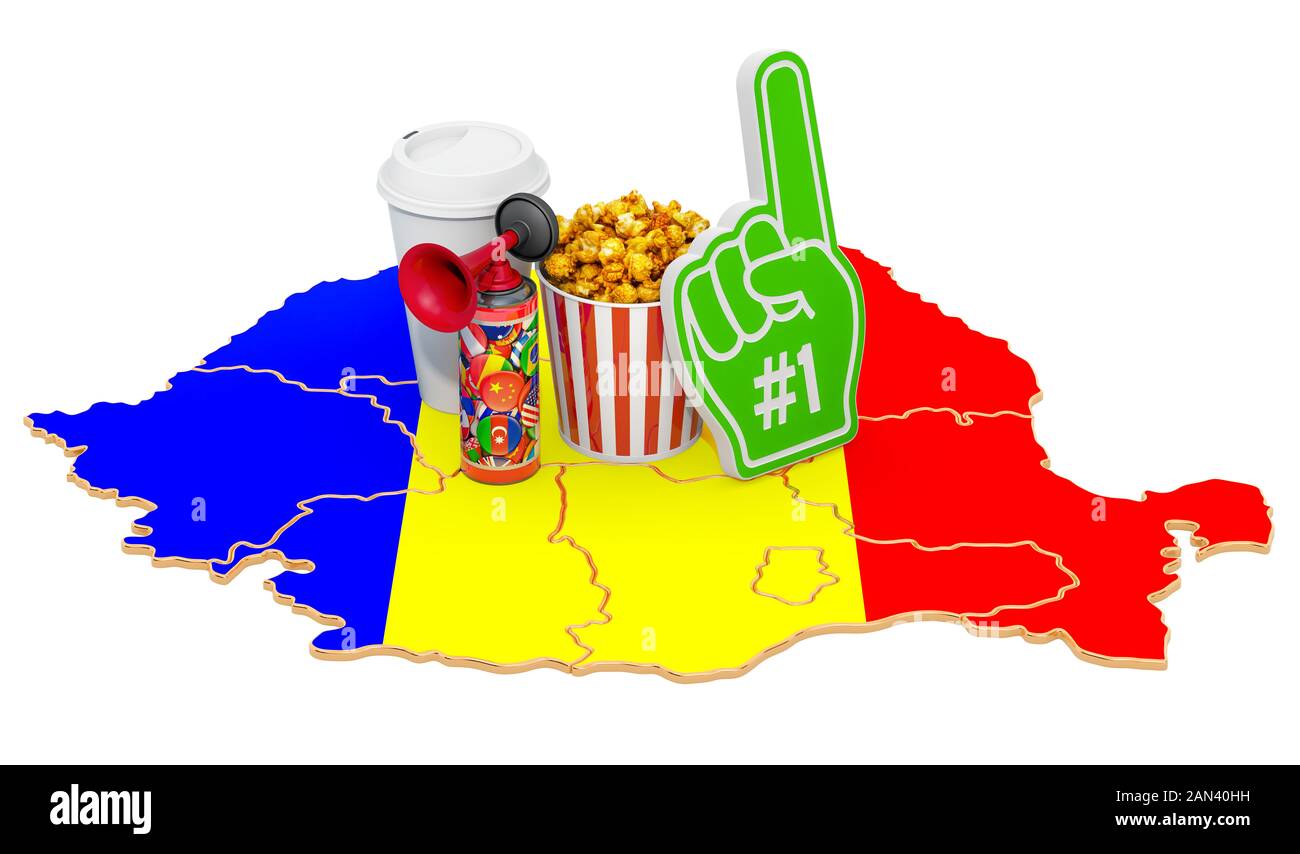 Sport fans in Romania concept, 3D rendering isolated on white