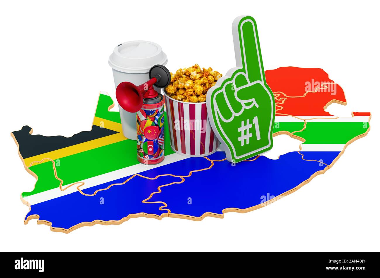Sport fans in South Africa concept, 3D rendering isolated on white