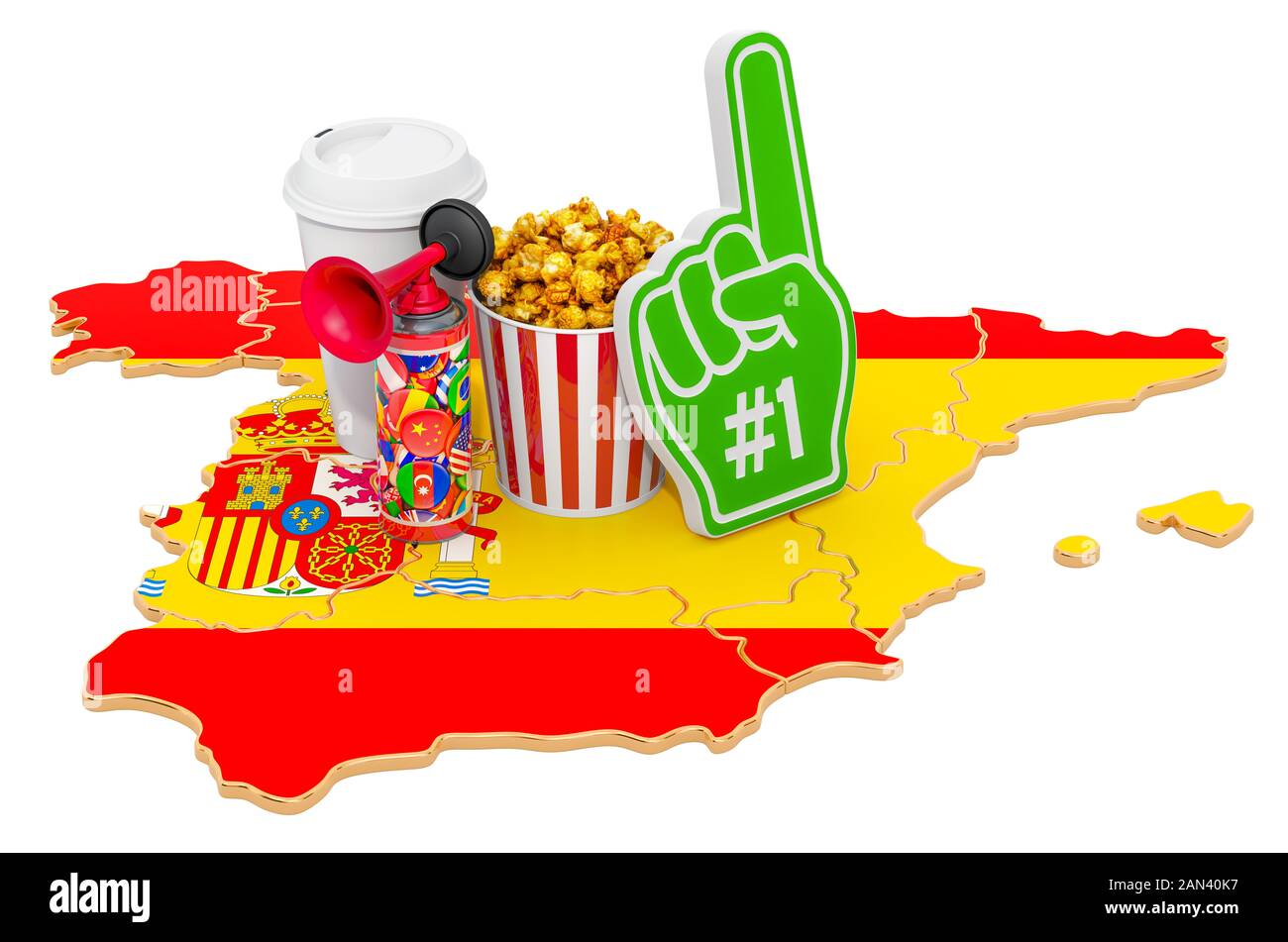 Sport fans in Spain concept, 3D rendering isolated on white background